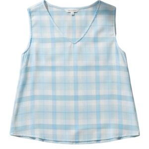 Aritzia Babaton Murphy Blouse Women Medium Blue White Plaid Sleeveless